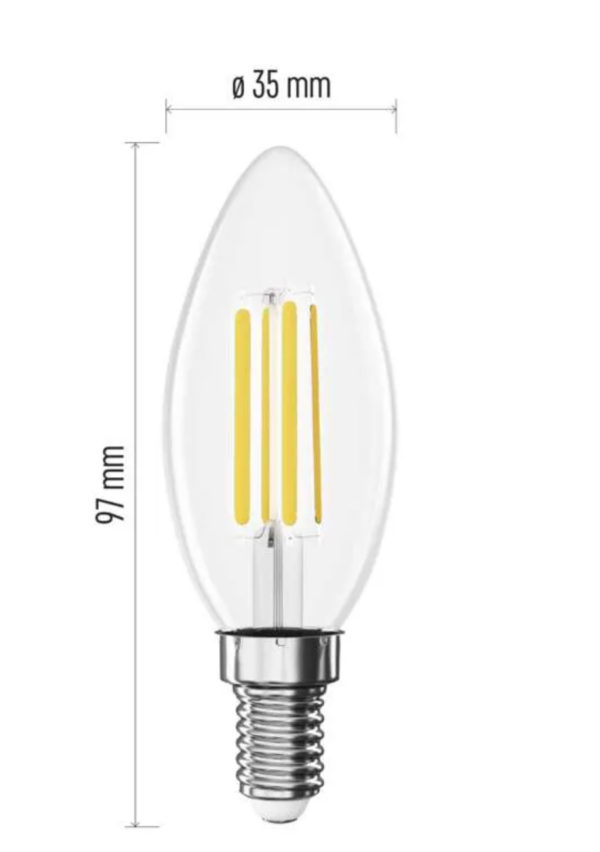 LED pirn 5,9W (60W) E14 Filament WW Kuunal EMOS - Image 2